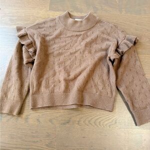 GAP Brown Textured Sweater with Ruffle Sleeves